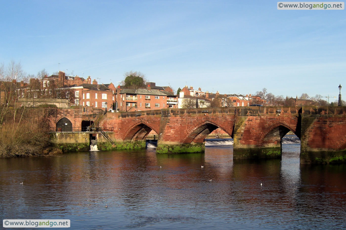 Chester - Old Dee bridge, Chester is on the left